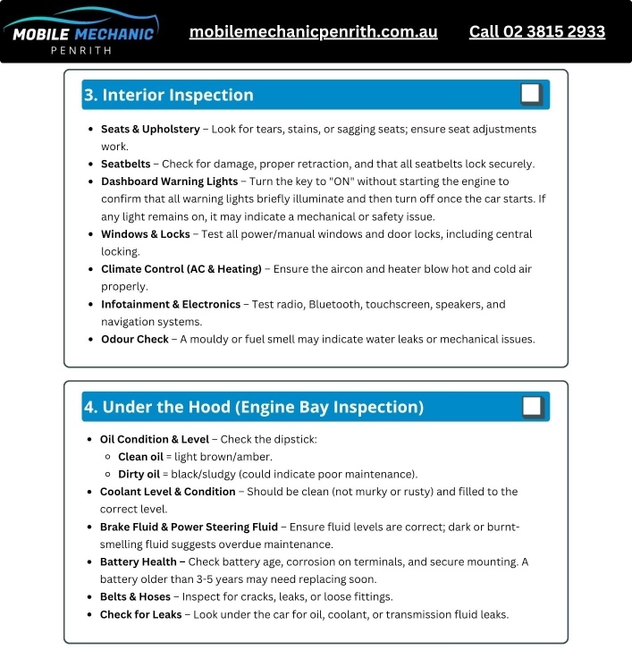 Pre-Purchase Car Inspection Checklists 2